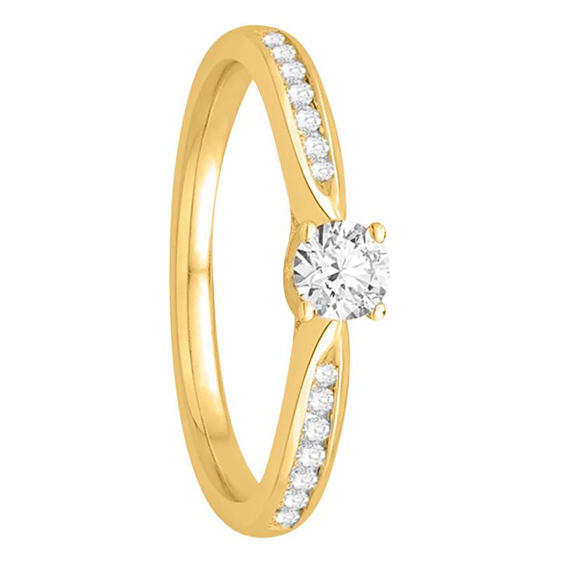 Diamond Solitaire Ring with Accents 0.20 ct in 750/1000 Yellow Gold - Alliantine