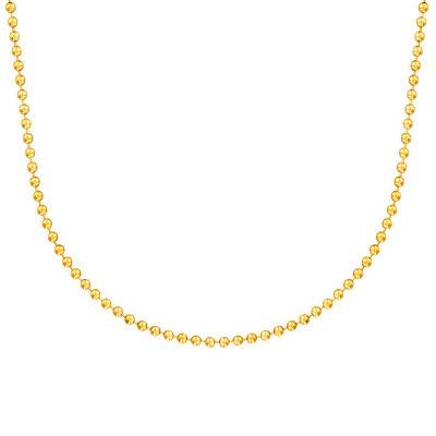 750 Yellow Gold Bead Chain, 55 cm Length, 1.20 mm to 2 mm Width - Buelling