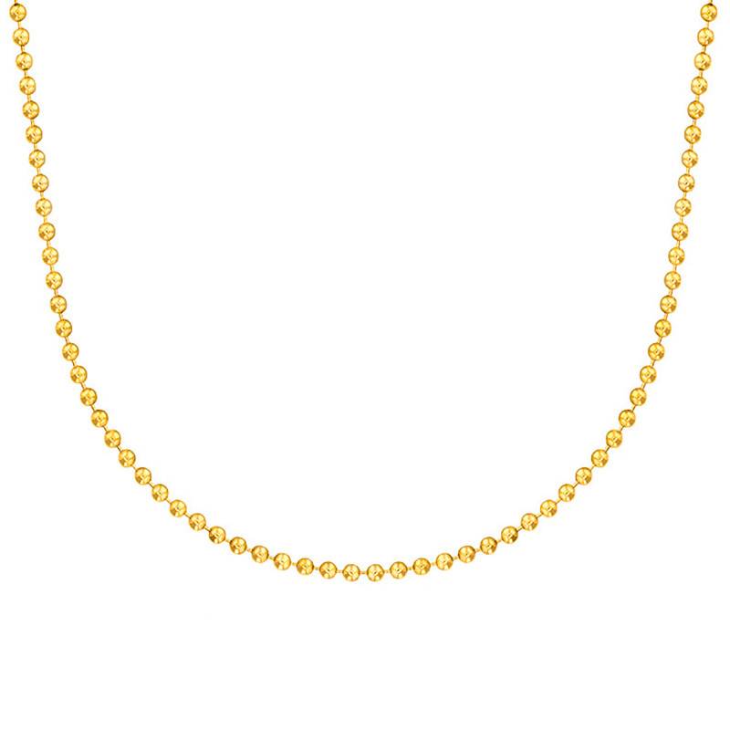 750 Yellow Gold Bead Chain, 55 cm Length, 1.20 mm to 2 mm Width - Buelling