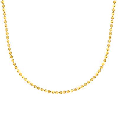 750/1000 Yellow Gold Bead Chain, 60 cm Length, 1,20 mm to 2 mm Width - Buelling