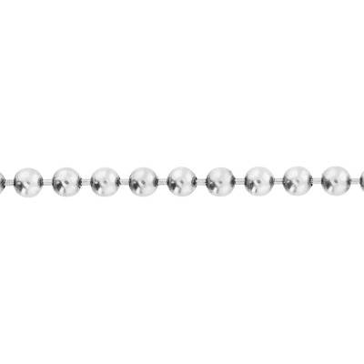 750/1000 White Gold Bead Chain, 42 cm Length, 1.20 mm to 2 mm Width - Buelling
