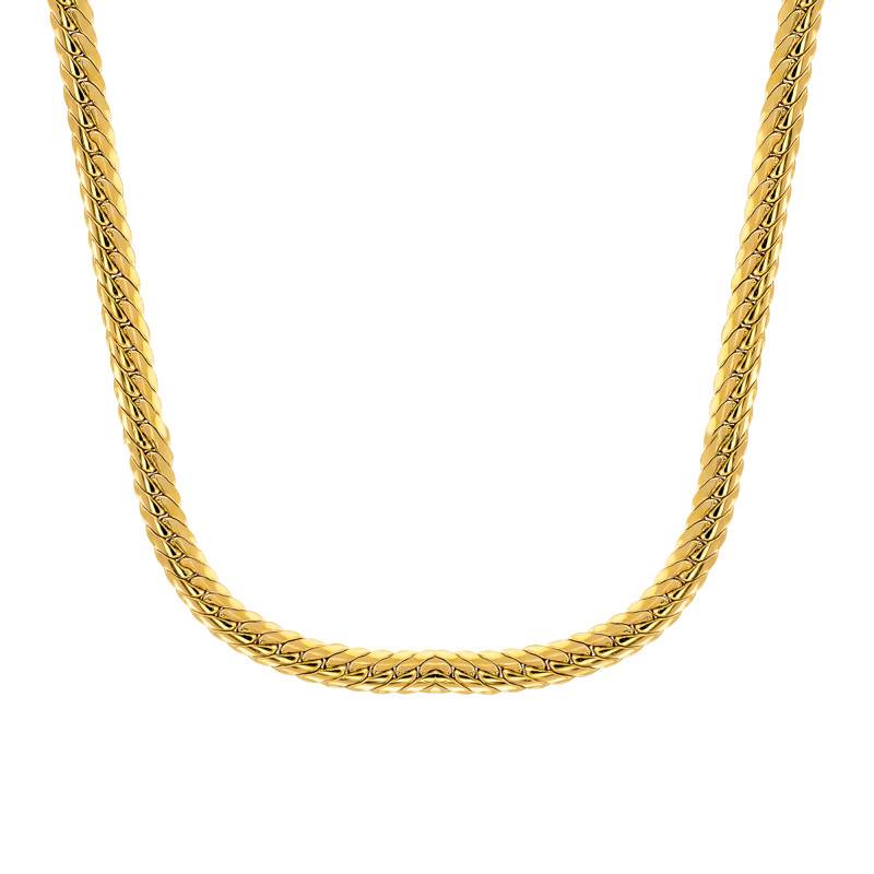 750/1000 Yellow Gold Hollow Bismarck Chain, 38 cm Length, 3 mm to 7 mm Width - Manillon