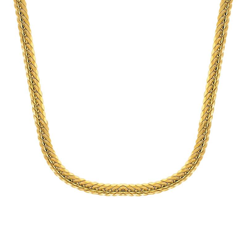 18K Yellow Gold Hollow Bismarck Chain, 60 cm, Width 3 mm to 8 mm - Manillon