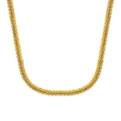 18K Yellow Gold Solid Bismarck Chain, 55 cm, Width 3 mm or 4 mm - Manillon