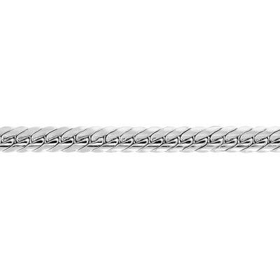 750/1000 White Gold Bismarck Chain, 45 cm Length, Width from 3 mm to 4.50 mm - Manillon