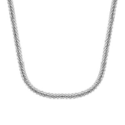 Chaîne Anglaise Creuse, Or Blanc 750, Largeur 3,00 à 4,50 mm et Longueur 50 cm - Manillon