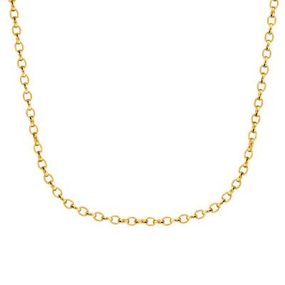 750 Yellow Gold Oval Rolo Chain, 45 cm Length, 2.50 mm Width - Buelling