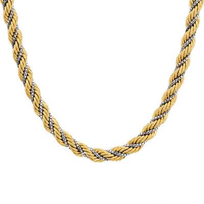 Two-Tone 750/1000 Gold Rope Chain, 45 cm Length, 3 mm to 5 mm Width - Manillon