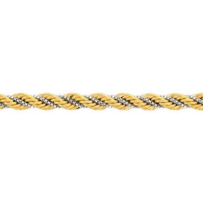 Two-Tone 750/1000 Gold Rope Chain, 55 cm Length, 3 mm to 5 mm Width - Manillon