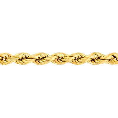 Chaîne Corde Creuse, Or Jaune 375, Longueur 65 cm, Largeur 3,20 à 5,50 mm - Manillon