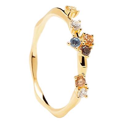 Bague Five Argent Dorée Zircons & Corindon - AN01-210-08 - Pdpaola