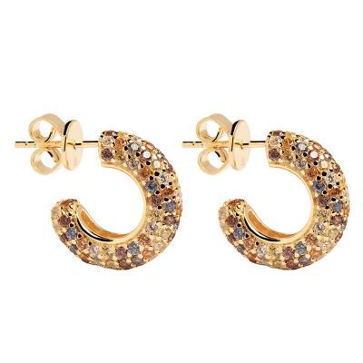 Créoles Five Tiger Dorées Zircons et Corindons - AR01-291-U, Diamètre 17 mm - Pdpaola