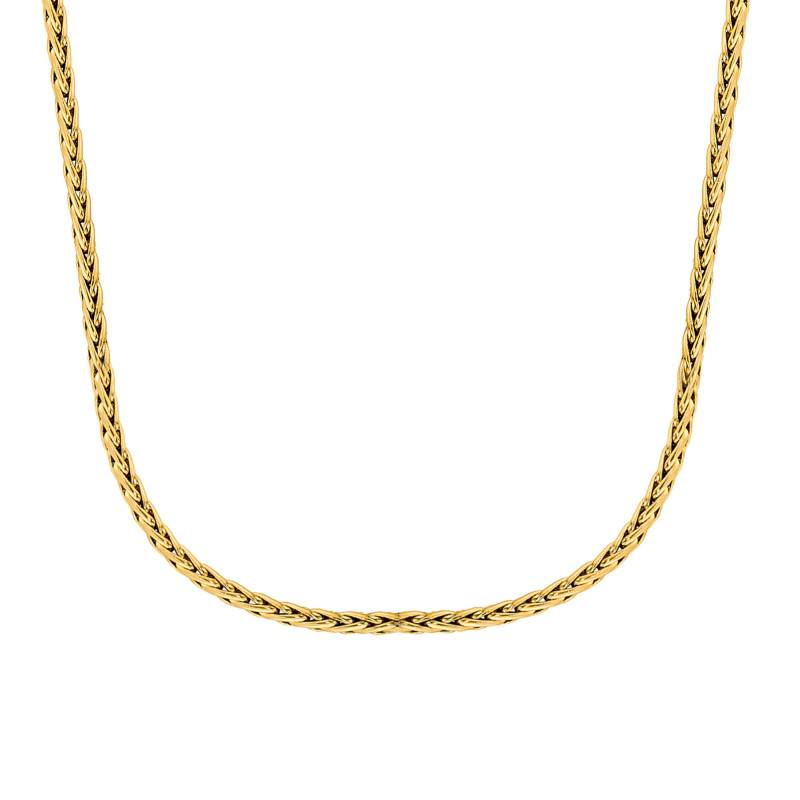 750 Yellow Gold Hollow Palm-Link Chain, 55 cm Length, 5 mm to 6 mm Width - Manillon