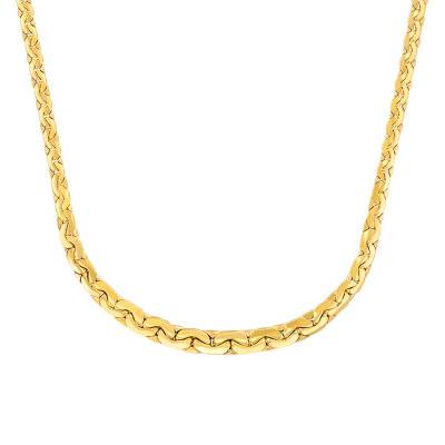 Chaîne Maille Haricot Plate, Or Jaune 750, Longueur 45 cm, Largeur de 3,00 à 6,00 mm - Manillon
