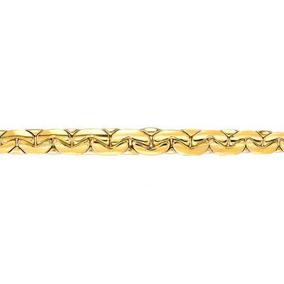Chaîne Maille Haricot Plate, Or Jaune 750, Longueur 45 cm, Largeur de 3,00 à 6,00 mm - Manillon