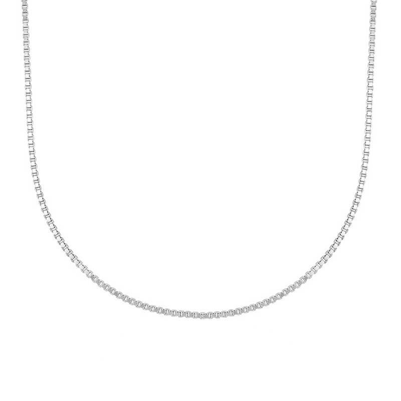 750 White Gold Box Chain, 60 cm Length, 0.60 mm Width - Manillon