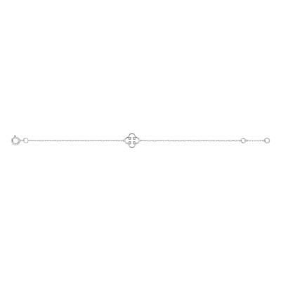 375/1000 White Gold & 0.01 ct Diamond Open Clover Bracelet, Length 16.5 cm to 18 cm, Width 1.20 mm - Emanessence