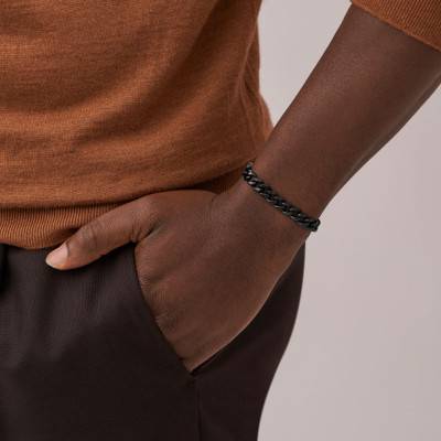 Bold Black Stainless Steel Curb Chain Bracelet, 16.50 cm to 21.50 cm Length, 8.70 mm Width - Fossil