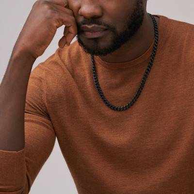 Collier Chaîne Bold en Acier Noir, Longueur 48 cm à 56 cm - Fossil
