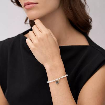Georgia Gold-Tone Steel & Pink Quartz Bracelet, Length 16.50 cm - Fossil