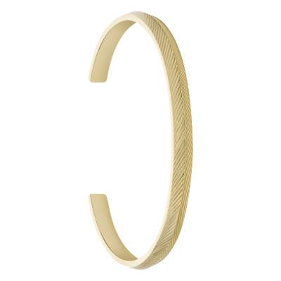 Harlow Gold-Tone Steel Grooved Open Cuff Bracelet, Length 17,50 cm, Width 5,20 mm - Fossil