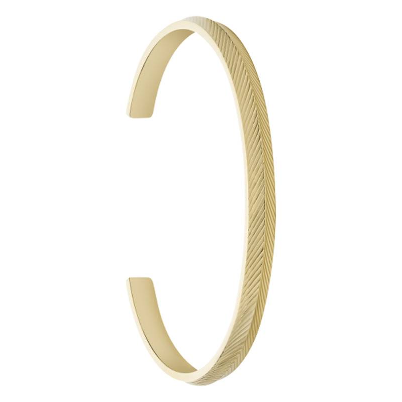 Harlow Gold-Tone Steel Grooved Open Cuff Bracelet, Length 17,50 cm, Width 5,20 mm - Fossil