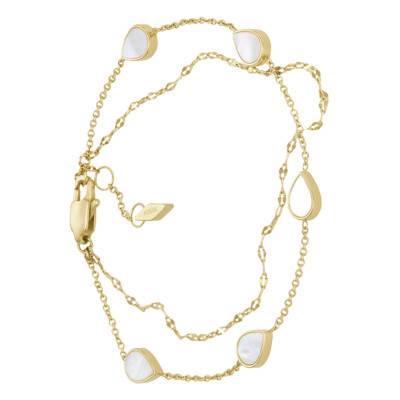 Gold-Tone Steel & Mother-of-Pearl Teardrop Chain Bracelet, 19 cm - Fossil