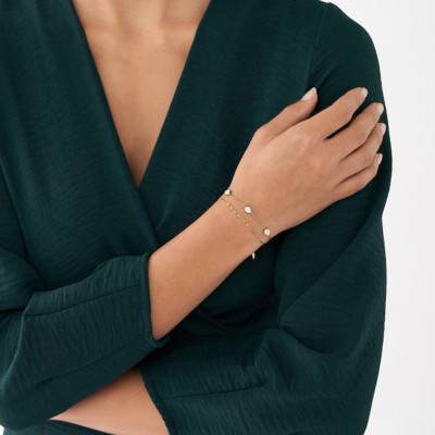 Gold-Tone Steel & Mother-of-Pearl Teardrop Chain Bracelet, 19 cm - Fossil
