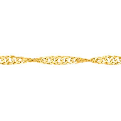 Chaîne Singapour, Or Jaune 750, Longueur 40 cm, Largeur 1,20 à 1,90 mm - Manillon