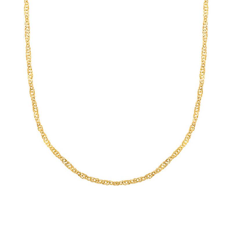 750/1000 Yellow Gold Singapore Chain, Length 70 cm, Width 1.20 mm to 1.90 mm - Manillon