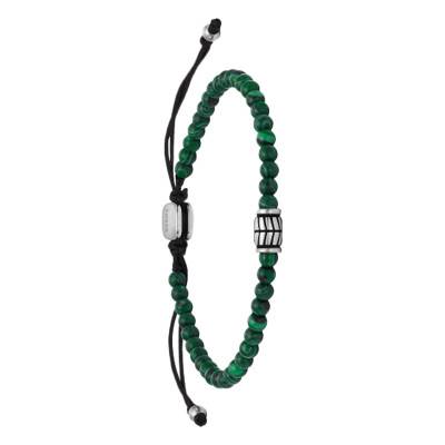 Stainless Steel & Green Malachite Bead Bracelet, 25 cm - Fossil