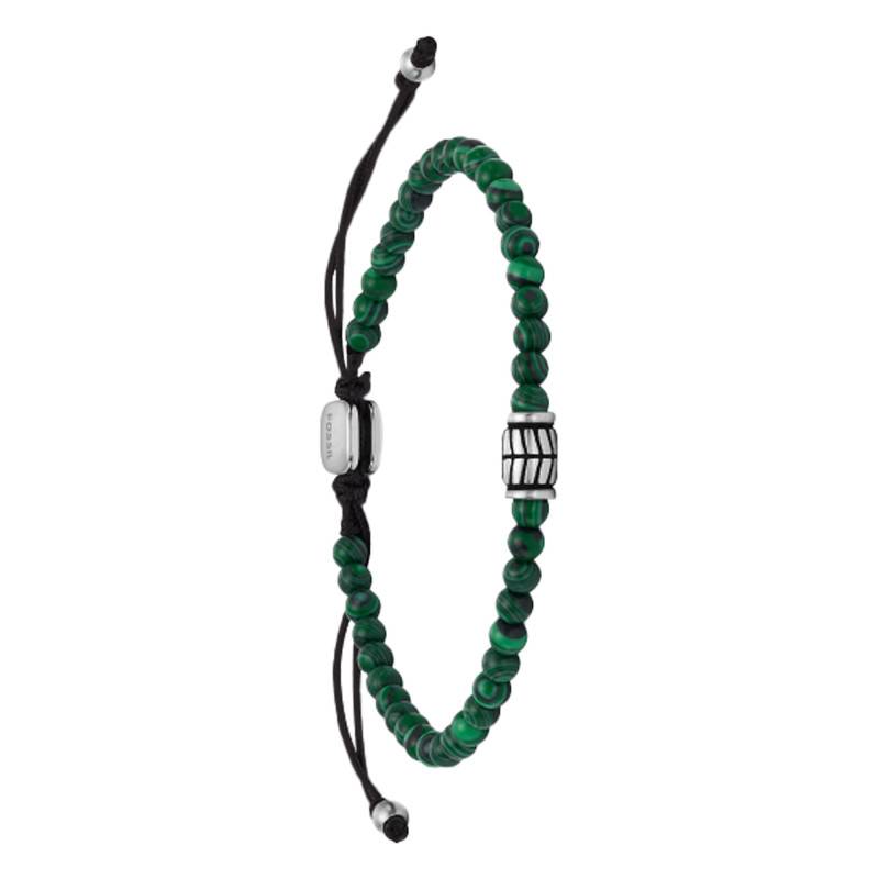 Stainless Steel & Green Malachite Bead Bracelet, 25 cm - Fossil