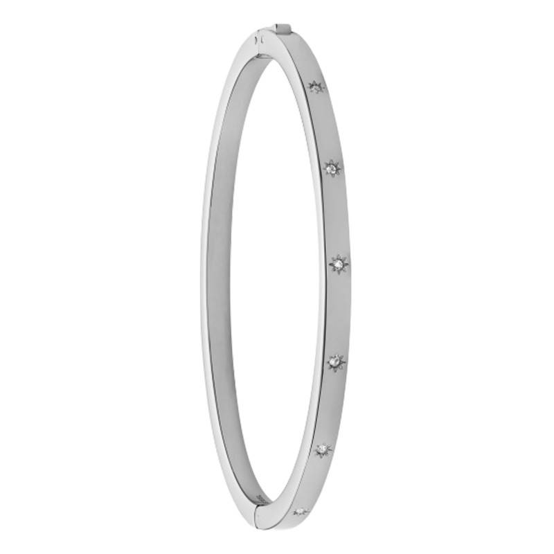 Sadie Silver Stainless Steel & Crystal Bracelet, Length 17.50 cm, Width 4 mm - Fossil