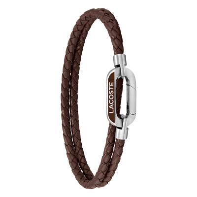 Brown Steel and Leather Starboard Bracelet, Length 19 cm - 2040113 - Lacoste