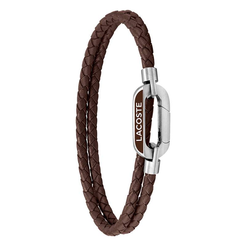 Brown Steel and Leather Starboard Bracelet, Length 19 cm - 2040113 - Lacoste