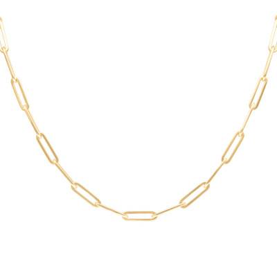 750/1000 Yellow Gold Rectangular Link Chain, Length 45 cm, Width 4.40 mm - Manillon