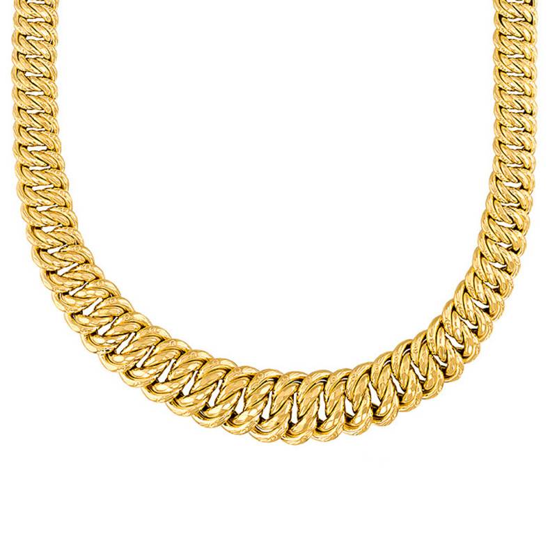 750 Yellow Gold Hollow American Link Chain, 45 cm Length - Manillon