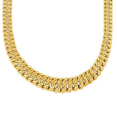 750/1000 Yellow Gold Graduated American-Style Chain, 50 cm Length, 10 mm to 12 mm Width - Manillon