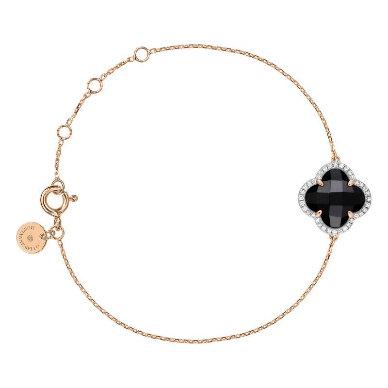 750/1000 Rose Gold, Diamond & Black Onyx Victoria Bracelet, Adjustable Length 17 cm - Morganne Bello
