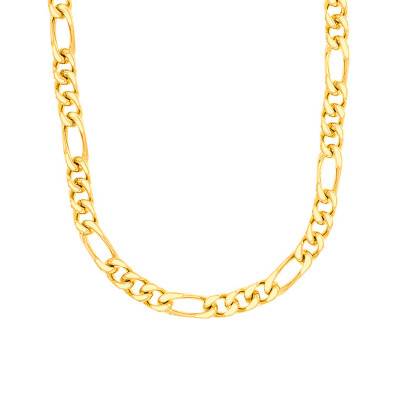 Chaîne Maille Cheval Alternée Triple Massive, Or Jaune 750, Longueur 50 cm, Largeur de 1,40 à 6,00 mm - Manillon