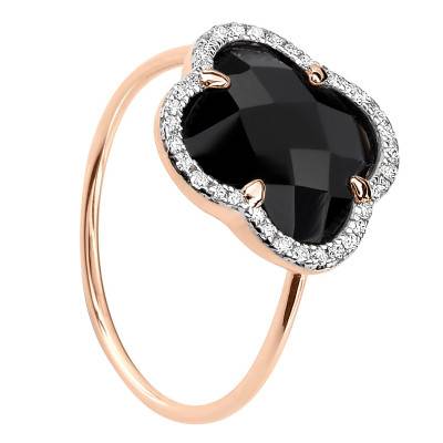 Bague Victoria Diamants, Onyx Noir & Or Rose 750 - Morganne Bello