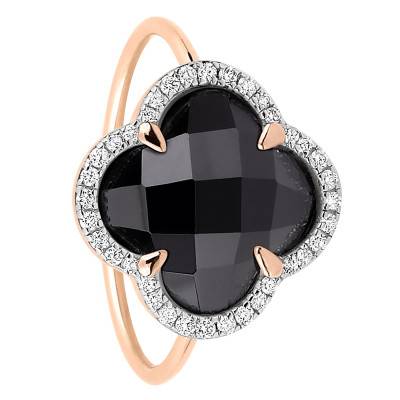 Bague Victoria Diamants, Onyx Noir & Or Rose 750 - Morganne Bello