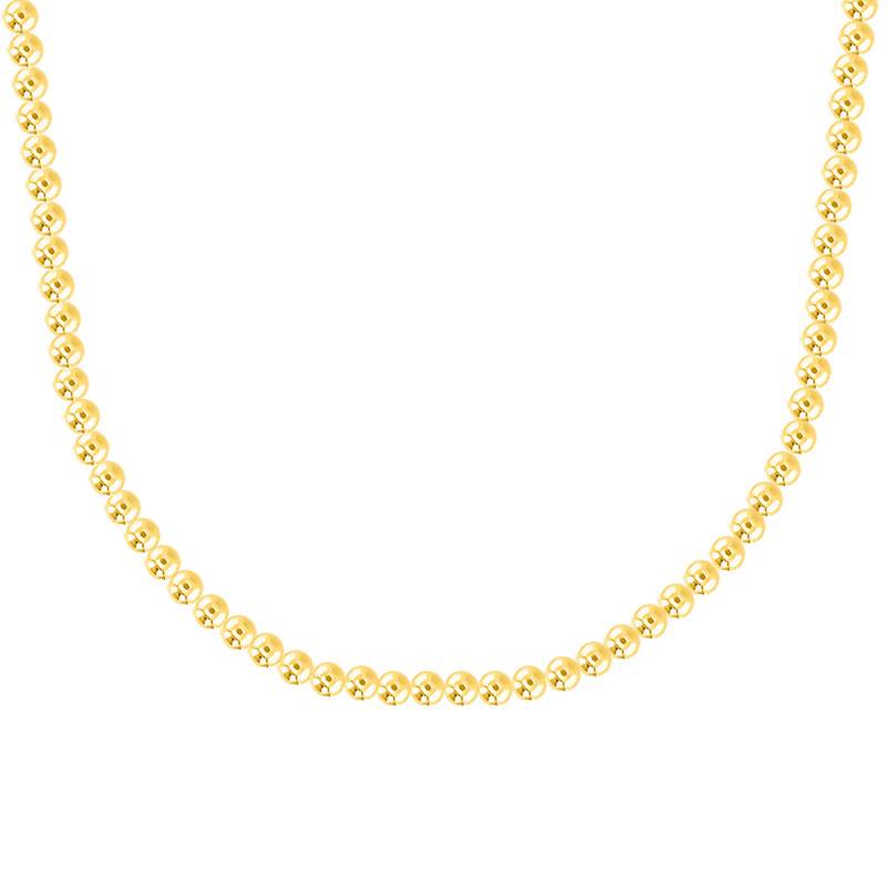 750/1000 Yellow Gold Bead Chain, 50 cm Length, 5 mm to 7 mm Width - Manillon