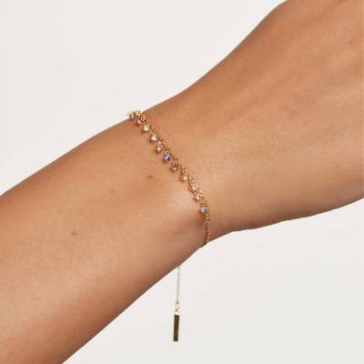Bracelet Five Willow Doré Zircons et Corindons, Longueur de 15 cm à 18 cm- PU01-109-U - Pdpaola