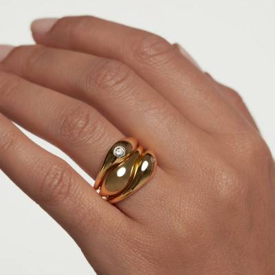 Yellow Gold-Plated & Zirconium Oxide Essentials Sugar Rings - AN01-994-08 - Pdpaola