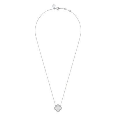 Victoria 750 White Gold, Diamond & White Mother-of-Pearl Necklace, Adjustable Length 42 cm - Morganne Bello