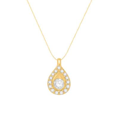Collier Goutte Diamants 0,16 ct GSI2 et Or Jaune 750, Longueur 40 cm - Diamond Lady
