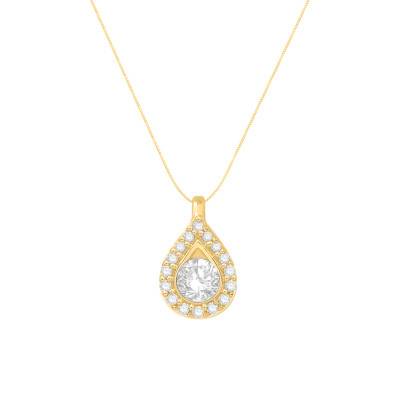 Collier Goutte Diamants 0,22 ct GSI2 et Or Jaune 750, Longueur 40 cm - Diamond Lady