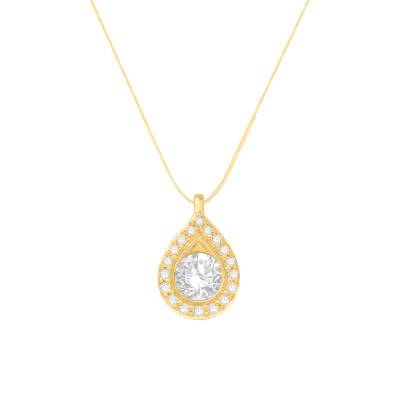 Collier Goutte Diamants 0,42 ct GSI2 et Or Jaune 750, Longueur 40 cm - Diamond Lady