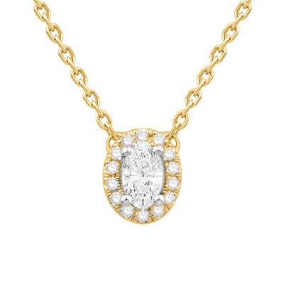 Collier Ovale Diamants GSI2 & Or Jaune 750, Longueur 40 cm - Diamond Lady